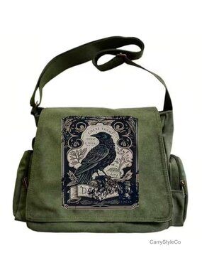 Canvas Messenger Bag Crossbody Shoulder Purse with Pockets Adjustable